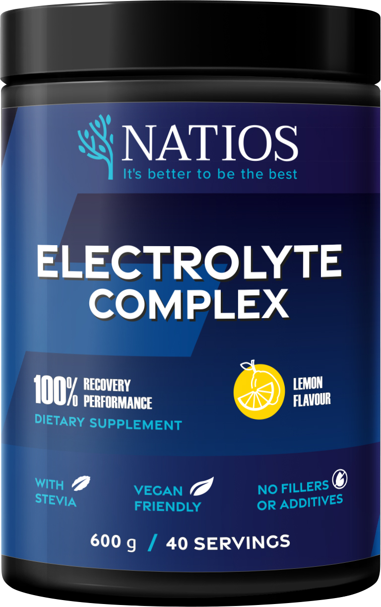 Natios Electrolyte Complex, Elektrolyt komplex, Citrón, 600 g